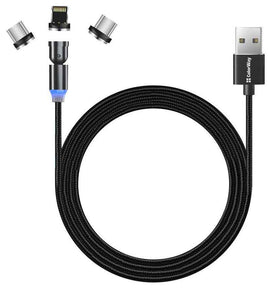 ColorWay Cable 3in1 (Lightning+MicroUSB+Type-C) Magnetic Rotation 540° 2.4А, 1m | CW-CBUU037-BK