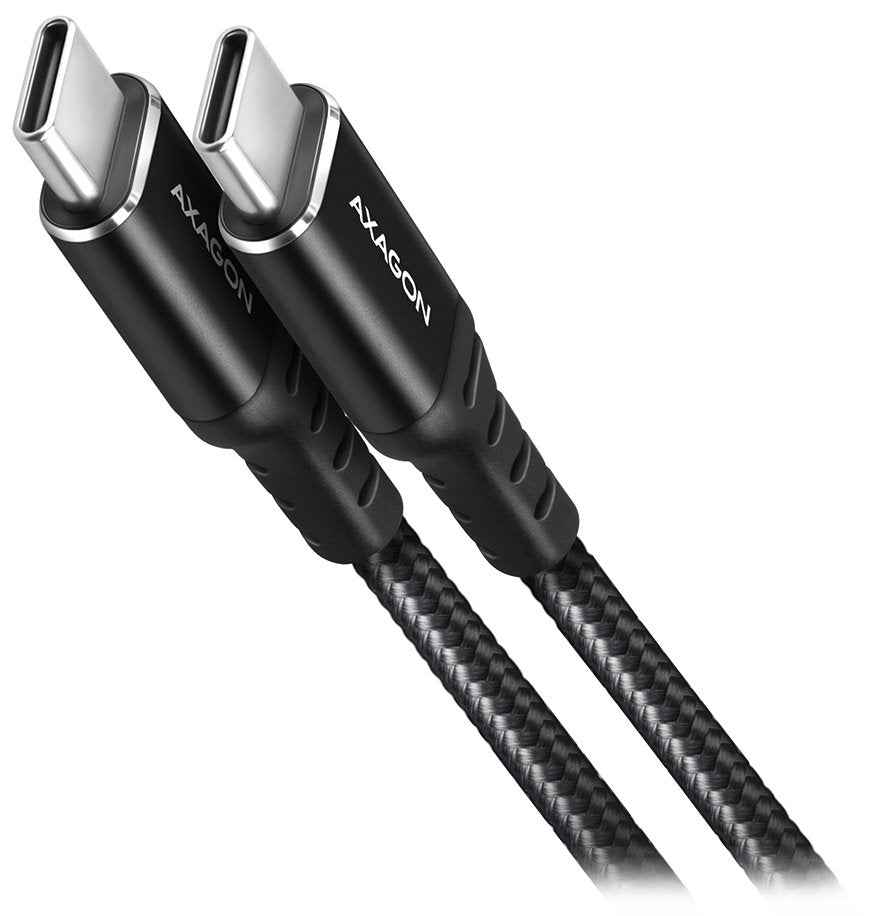 Câble USB 2.0 de données et de charge Axagon longueur 2 m. PD 60W, 3A. Tressé noir.
