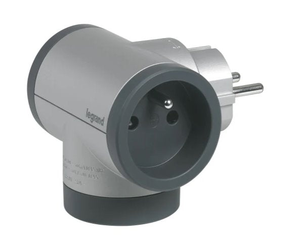 Rozgałęźnik obrotowy 2x2P+Z, USB A+C - aluminium/grafitowy