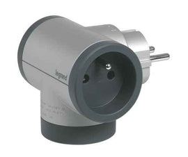 Rozgałęźnik obrotowy 2x2P+Z, USB A+C - aluminium/grafitowy