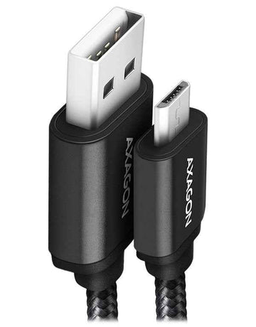 BUMM-AM10AB Kabel MicroUSB - USB-A, 1m, USB 2.0, 2.4A, ALU, oplot, Czarny