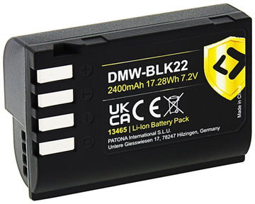 Batterie PATONA pour appareil photo Panasonic DMW-BLK22 2400mAh Li-Ion Protect