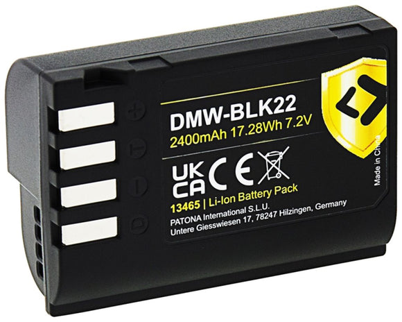 Batterie PATONA pour appareil photo Panasonic DMW-BLK22 2400mAh Li-Ion Protect