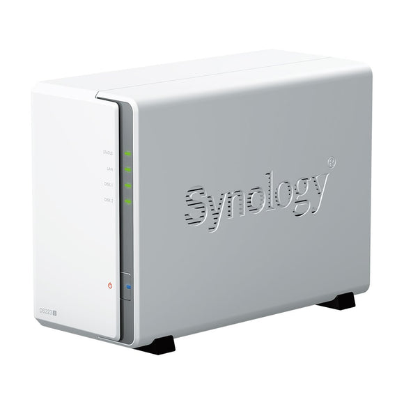 Synology  nas tour  ds223j  jusqu'à 2 disques durs/ssd  realtek  rtd1619b  fréquence du processeur 17 ghz  1 go  ddr4