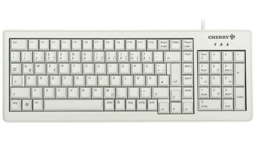 CHERRY klávesnice G84-5200 + kryt 615-5200/drátová/USB/šedá/EU layout/ochrana před rozlitou tekutinou, olejem, naftou