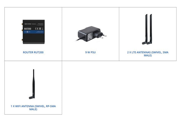 Router 4G/LTE RUT200 (Cat 4), 3G, 2G, WIFI, Ethernet
