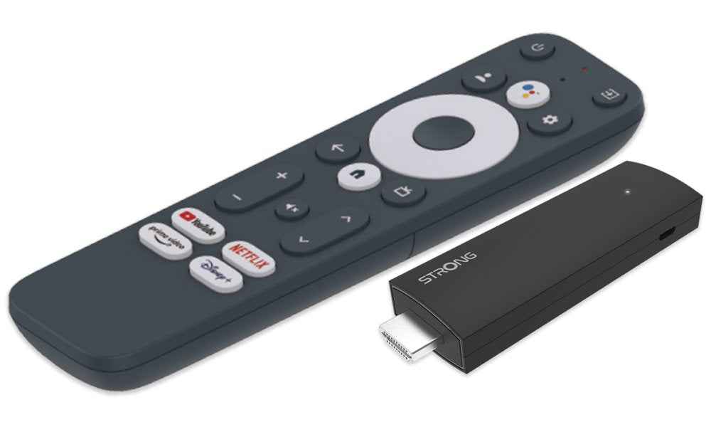 Clé Google TV STRONG 4K SRT 41/ 4K Ultra HD/ H.265/ HDMI/ micro USB/ BT/ Wi-Fi/ Chromecast/ NETFLIX/ Android 11/ rouge