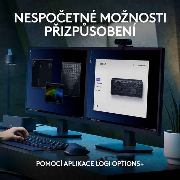 Logitech klávesnice MX Keys S/ bezdrátová/ Bluetooth/ USB-C/ CZ-SK layout/ grafitová