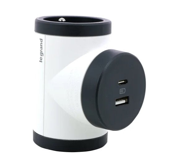 Rozgałęziacz obrotowy 2xP+Z +USB AC-B/C