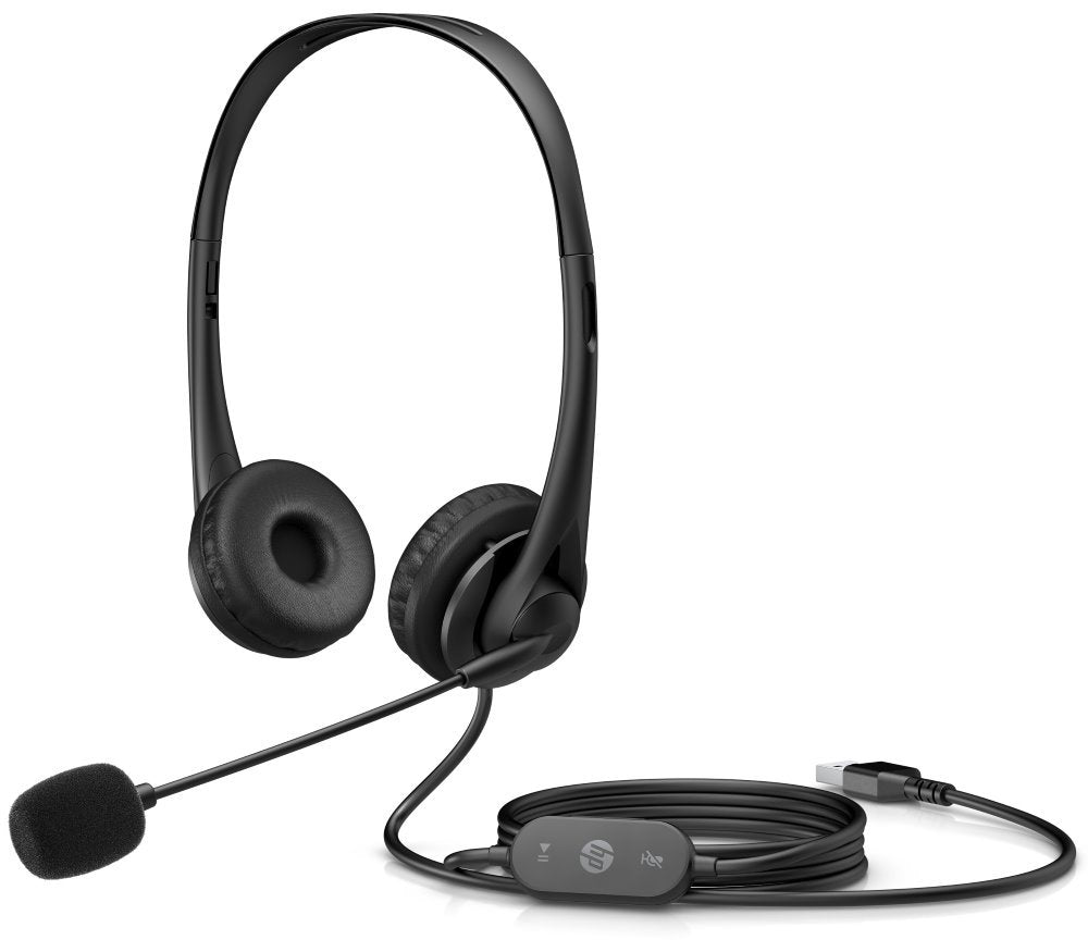 Casque stéréo usb hp g2 filaire pour bureau/centre d'appels noir