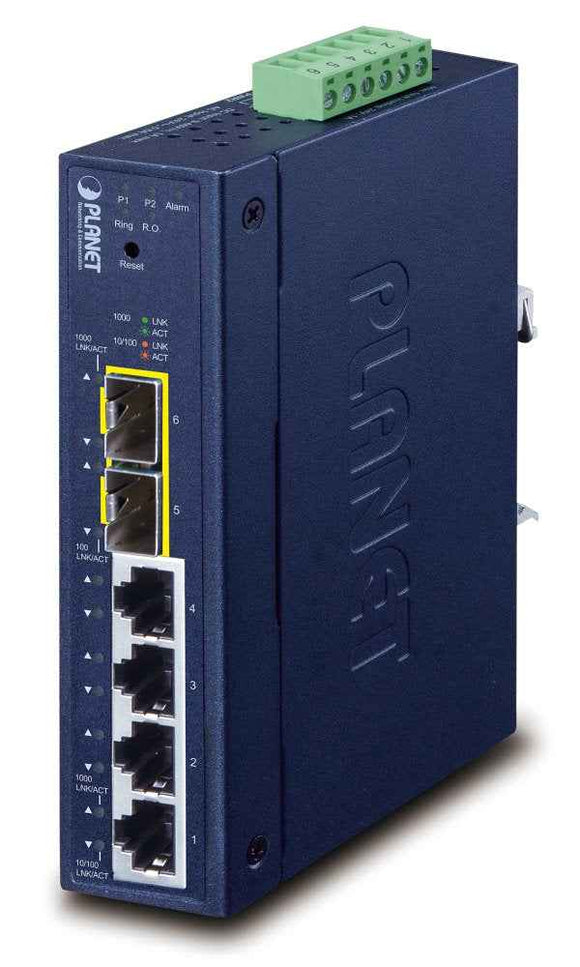 PLANET Industrial L2/L4 4-Port Managed L2/L4 Gigabit Ethernet (10/100/1000) Blue