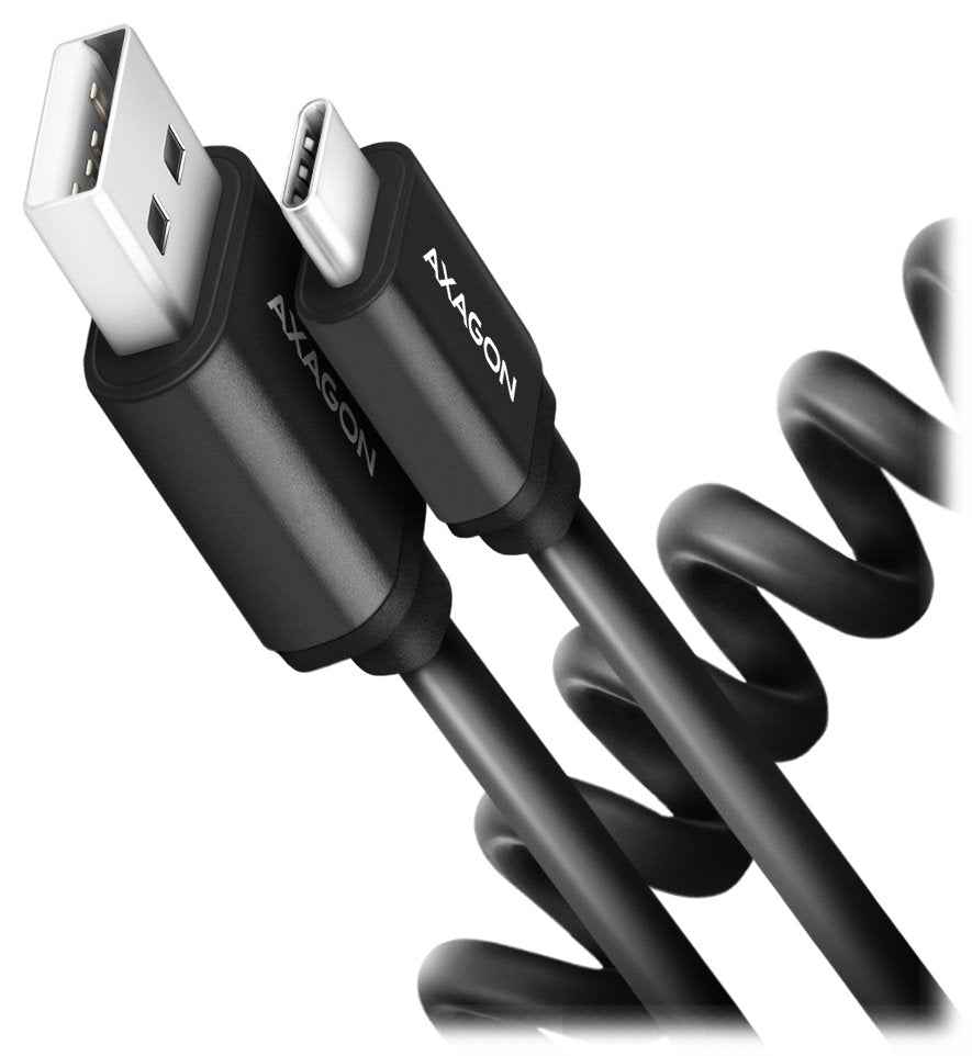 Câble USB 2.0 de données et de charge Axagon longueur 1,1 m. 3A. Noir torsadé.