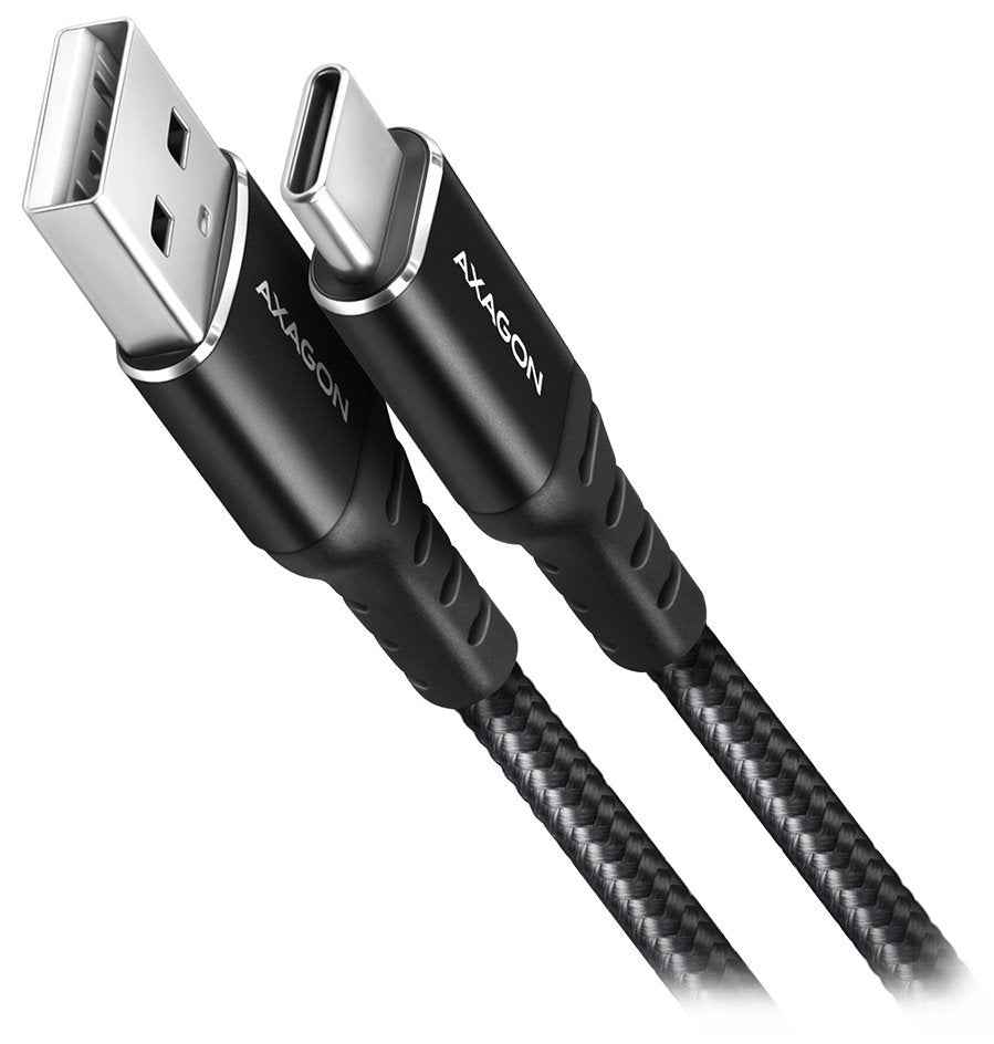 Axagon Data and charging USB 2.0 cable length 1.5 m. 3A. Black braided.
