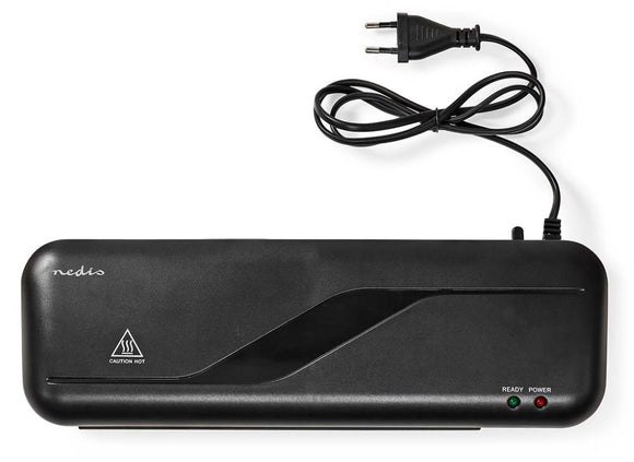 NEDIS laminátor/ formát A4/ laminovací šířka 230 mm/ fólie 125 mic/ automatické vypnutí/ teplý proces/ černý