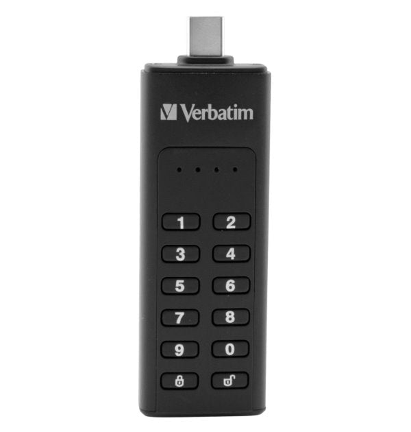 Clavier Verbatim sécurisé 64 Go USB 3.1, USB C avec cryptage matériel AES 256 bits