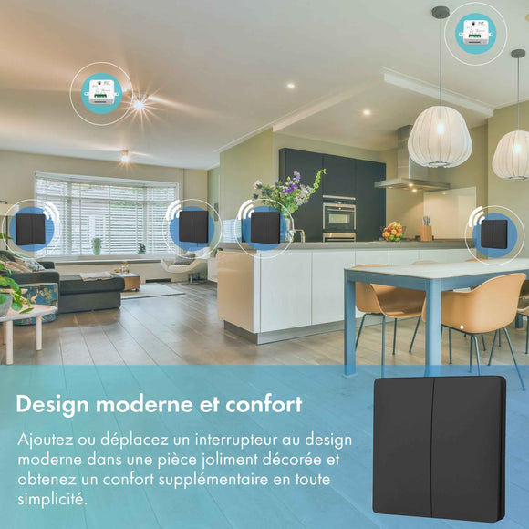 Kit interrupteur sans fil et sans pile - Bouton Double Allumage - OXYGEN 52 Black series