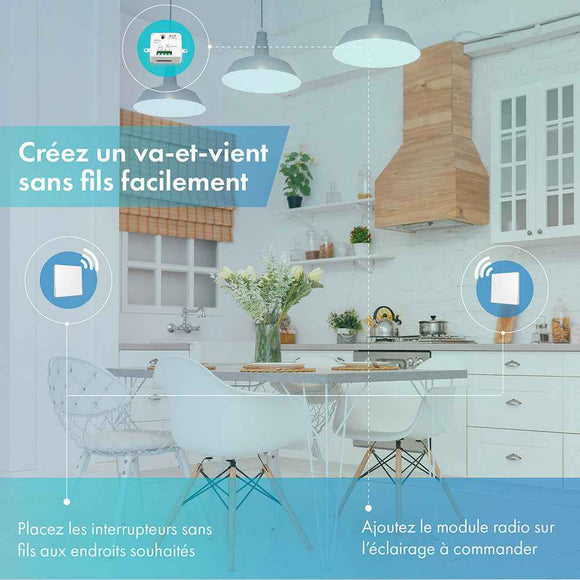 Kit interrupteur sans fil et sans pile - Bouton Double Allumage - OXYGEN 42