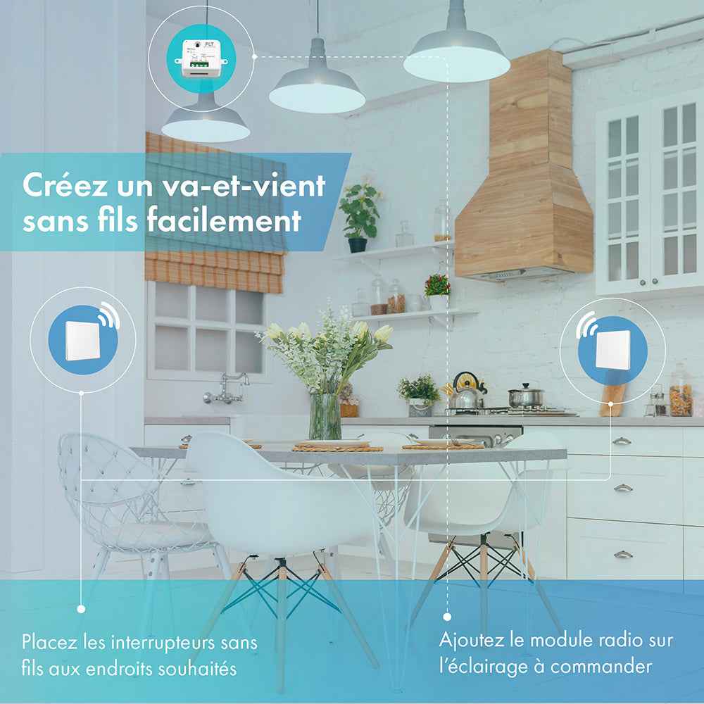 Kit interrupteur sans fil et sans pile - Bouton Double Allumage - OXYGEN 32