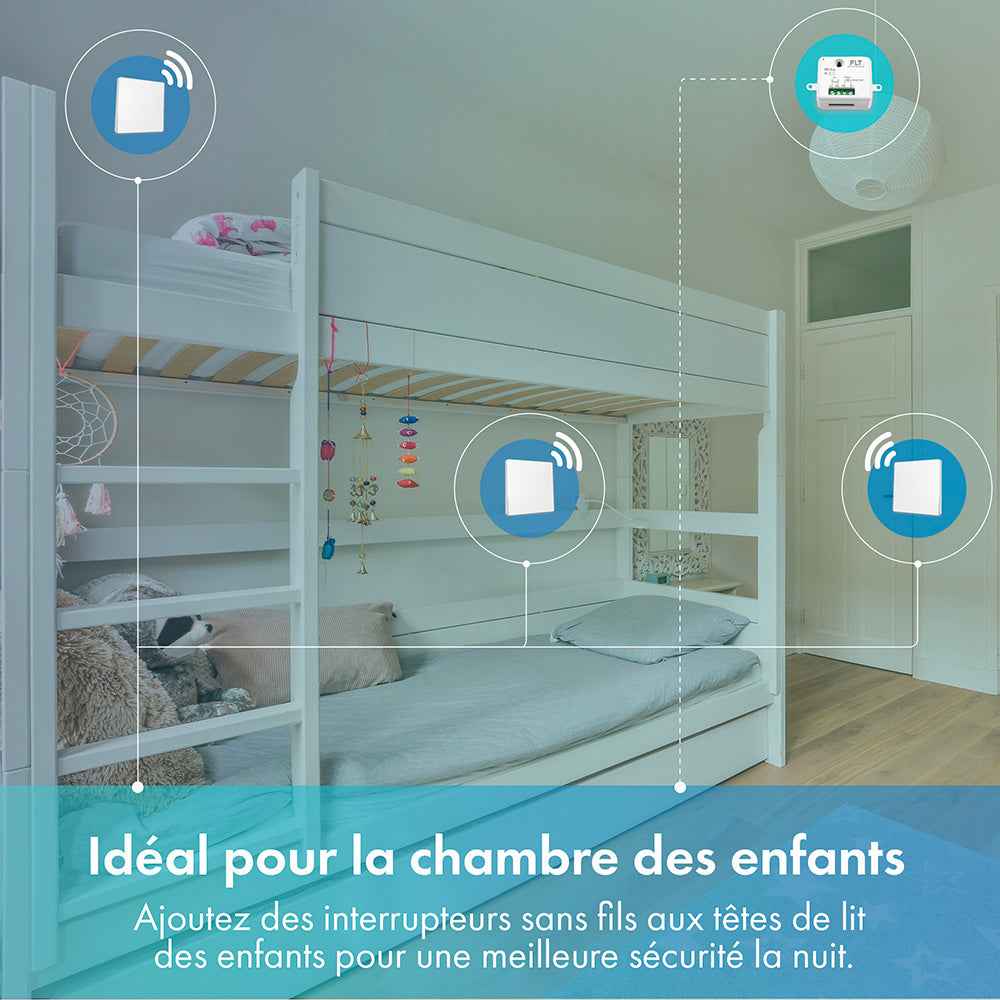 Kit interrupteur sans fil et sans pile - Bouton Double Allumage - OXYGEN 32