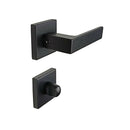 2 poignées de porte sur rosace LOFT, Verrou de condamnation pour salles de bain/WC Finition métal noir mat