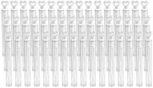 Ecost Customer Return, Wedding Soap Bubbles Filled with 5ml Liquid 48 Tubes with Heart Handle, each