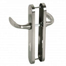 2 poignées de porte sur plaque CHAMBON, Trou de cylindre - entrée - bureau - service, Finition aluminium nickel mat, Entraxe standard 195 mm