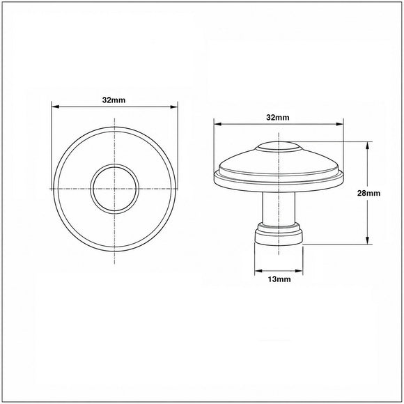 Schéma technique de Bouton de meuble LYONNAIS, Finition zamak patiné
