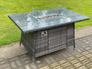 Fimous Mobilier De Jardin En Rotin Extérieur Foyer À Gaz Table À Manger Réchauffeur À Gaz Set Table D'appoint Petit Gris Mixte Foncé 11 Places-3