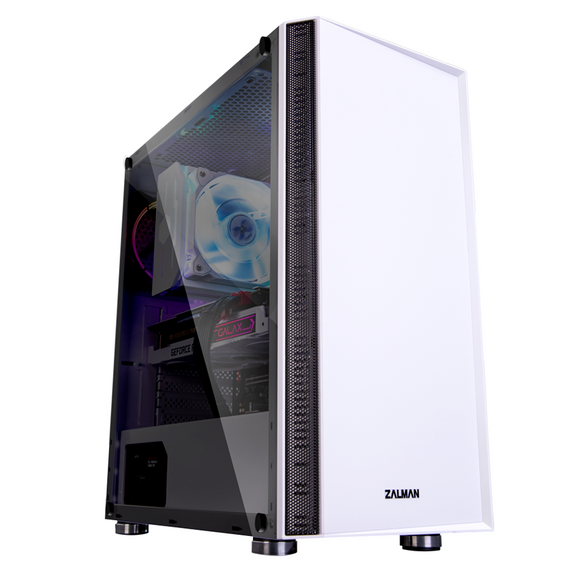 CARCASA Zalman "R2", middle tower, gaming, fara sursa, suporta 6xfan, 1xfan inclus, PSU shroud, display 9.1inch, USB Type-C x 1, USBx2, audio+mic, 7 sloturi expansiune, alb, "R2 White" (timbru verde 0.08lei)