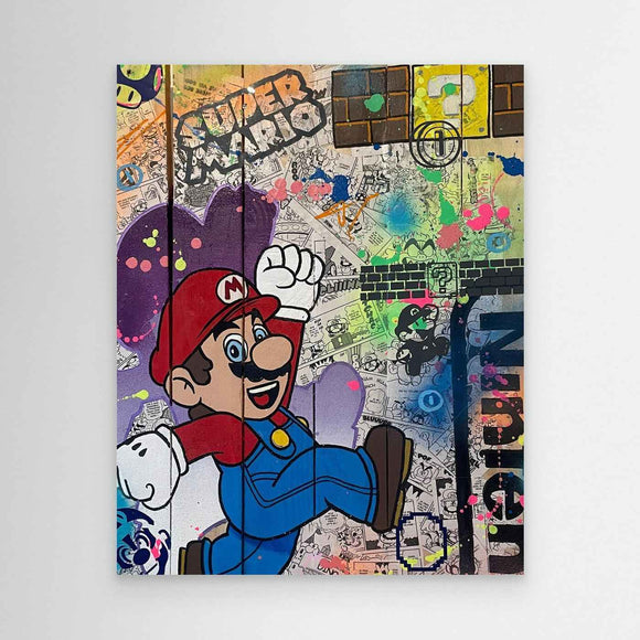 Super Mario impression sur toile de l'œuvre originale