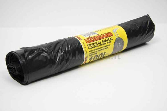 Drawstring Trash Bags, 100l/10pcs., 35 mikr.