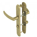 2 poignées de porte sur plaque VINTAGE, Verrou condamnation pour salle de bain/WC, Finition laiton brut laqué mat, Entraxe stand 195 mm