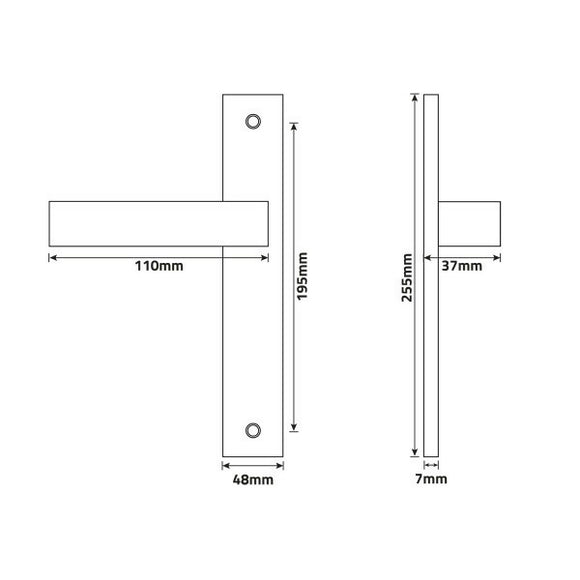2 poignées de porte sur plaque REGENCE, Sans trou pour pièce à vivre, Finition laiton poli doré, Entraxe standard 195 mm