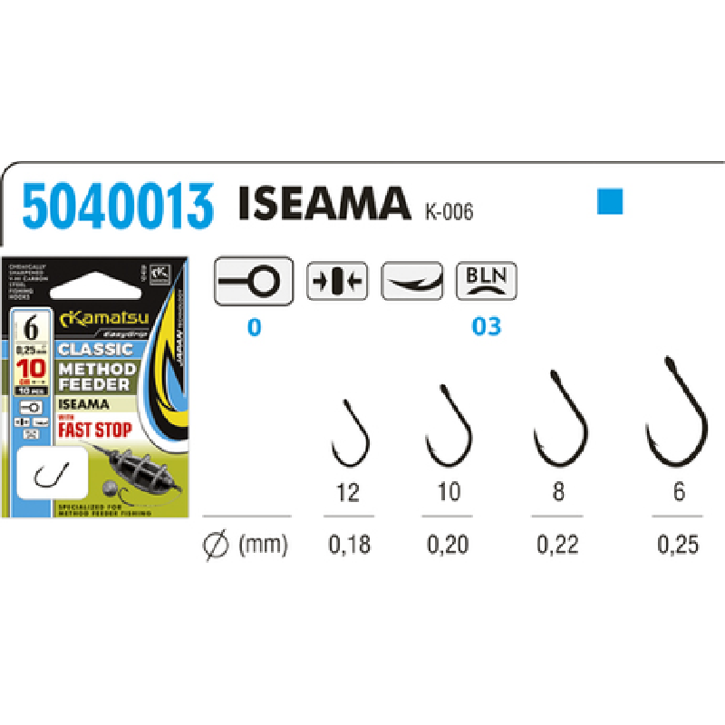 Hameçons avec plomb Kamatsu ISEAMA Method Feeder Fast Stop 10 cm No.6