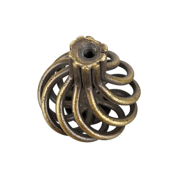 Bouton de meuble TORSADE ROND, Finition acier patiné vieilli