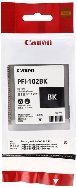 Cartouche d'encre noire d'origine canon pfi-102bk - 0