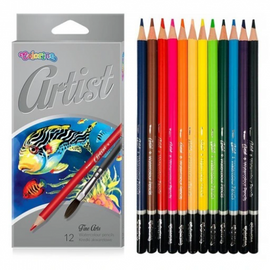 Crayons aquarelle colorino artist 12 couleurs et pinceau