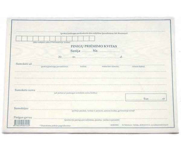 Pinigų priėmimo kvitas, be Nr., A5, 2x50 0720-059