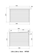 Abri de jardin en bois ep 19mm surface utile 763m² 298x298x207cm int025/ineksa