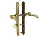 2 poignées de porte sur plaque AGATHE, Verrou de condamnation pour salle de bain/WC, Finition laiton poli, Entraxe standard 195 mm-3