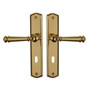 2 poignées de porte ATTILA, Entrée de clé pour chambre, Finition laiton poli doré, Entraxe standard 195 mm