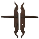 2 poignées de porte sur plaque CELTIQUE, Verrou de condamnation pour salle de bain/WC, Finition acier aspect fer forgé rouille, Entraxe standard 195 mm-3