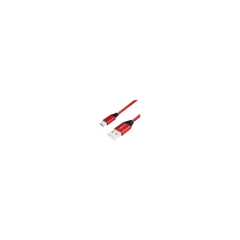 Câble d'alimentation et de données logilink pour smartphone usb 2.0 t vers usb 2.0 type-c t 03 m câble tressé en coton de qualité supérieure rouge  cu0147  timbre vert 008 lei