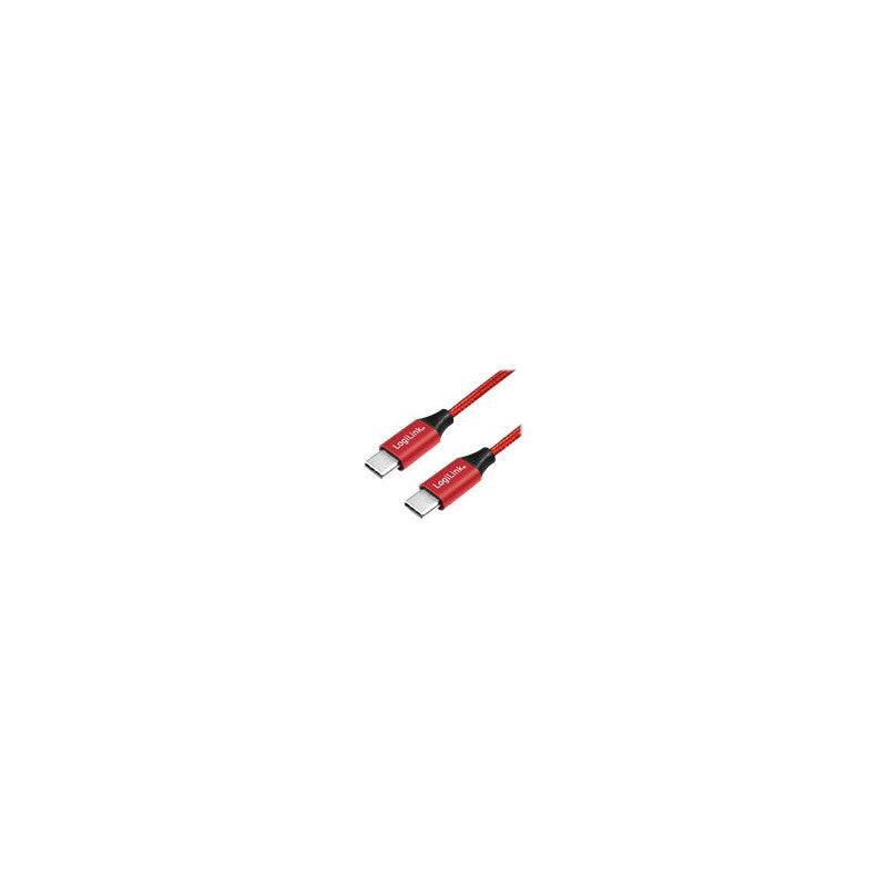 Câble d'alimentation et de données logilink pour smartphone usb 2.0 usb type-c t vers usb type-c t 03 m câble tressé en coton de qualité supérieure rouge  cu0155  timbre vert 008 lei