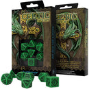 Q Workshop Celtic 3D Green & black Revised Dice Set of 7-2