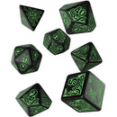 Q Workshop COC 7th Edition Black & Green Dice Set of 7-1