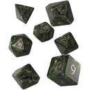 Q Workshop Runic Bottle Green and Gold Dice Set of 7-1
