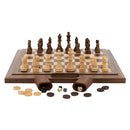 Dal Rossi Chess / Checkers / Backgammon Folding Walnut 16"-1