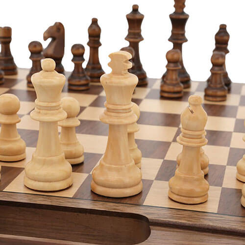 Dal Rossi Chess / Checkers / Backgammon Folding Walnut 16"