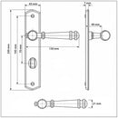 2 poignées de porte ATTILA, Verrou de condamnation pour salles de bain/WC, Finition laiton poli doré, Entraxe standard 195 mm